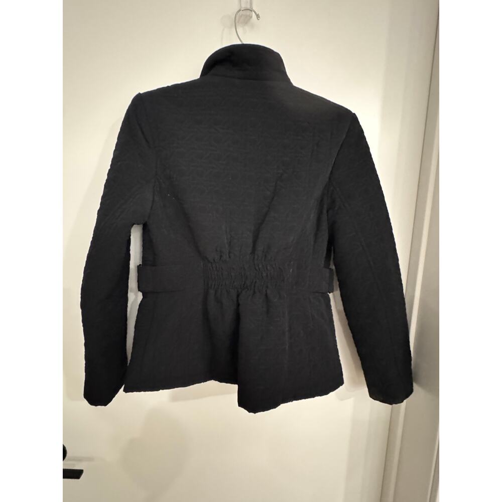 Gallery Petite Black Quilted Jacket Small Zip Front Structured Coat - Picture 4 of 10